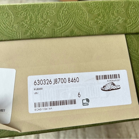 NIB Authentic Gucci Rubber Web Cross Front Slide Sandals Slippers Men 6 Women 8 - Picture 7 of 7